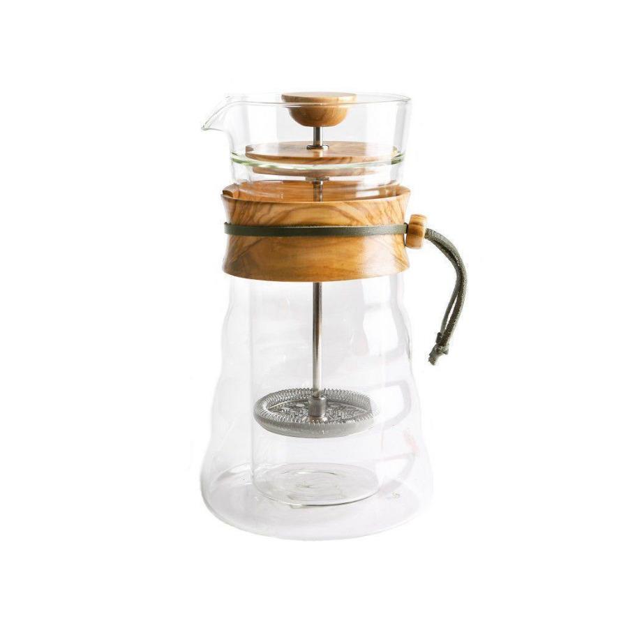 Hario Dvojstěnný French Press s Olivovým Dřevem 0,4 l - La Boheme Cafe - Pražírna výběrové kávy