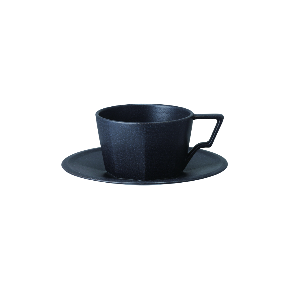 Kinto OCT cup & saucer 300ml black - Harney & Sons Teas, European Distribution Center