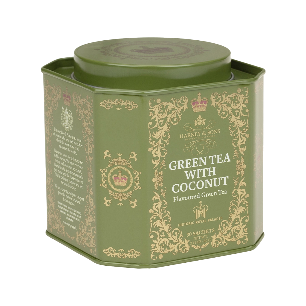 Green Tea with Coconut & Ginger, Tin of 30 Sachets
